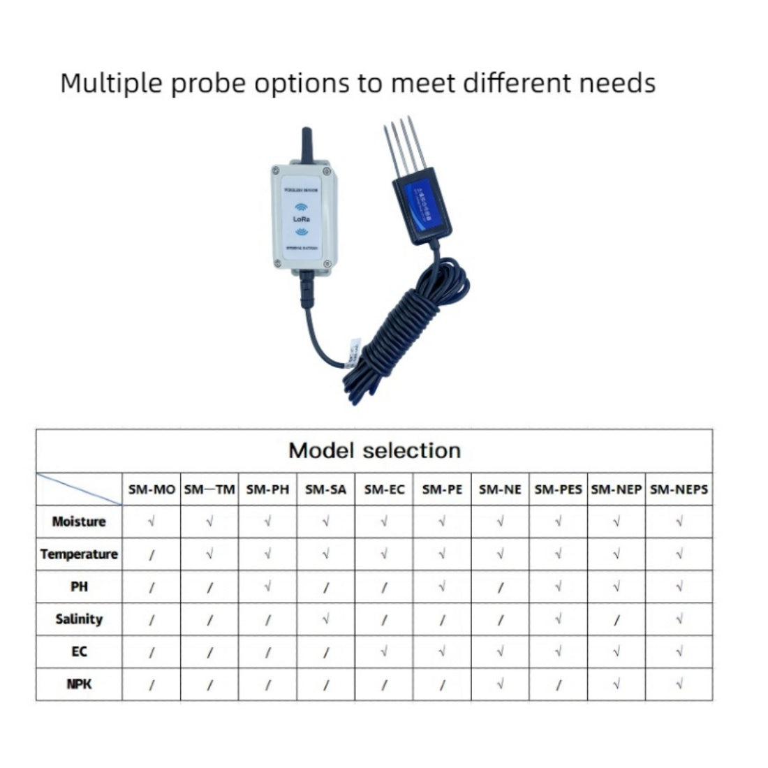 Lora Wireless Soil 8 in 1 Temperature Humidity EC PH Sensors Soil Moisture Conductivity NPK Meter